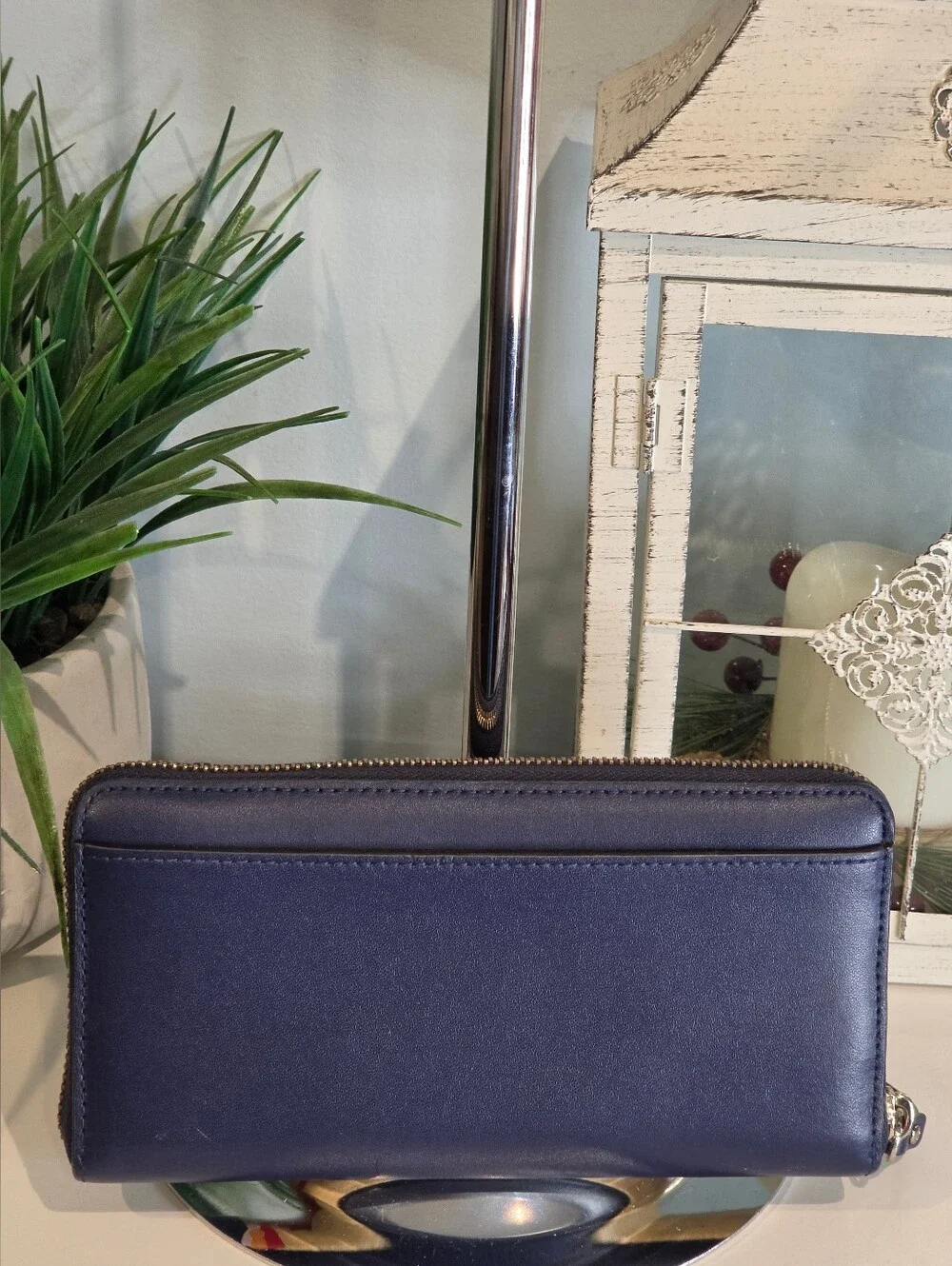 Kate Spade Spice Things Up Camel Neda Zip Around Wallet Navy